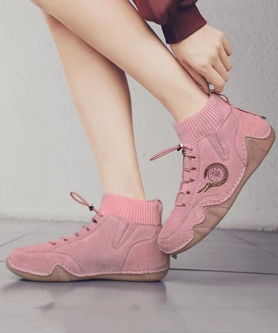 Italienische High-Top-Freizeitschuhe aus echtem Leder für Damen