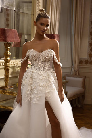 Bmbridal Chic Bridal Dress Off-the-Shoulder Slit With Appliques