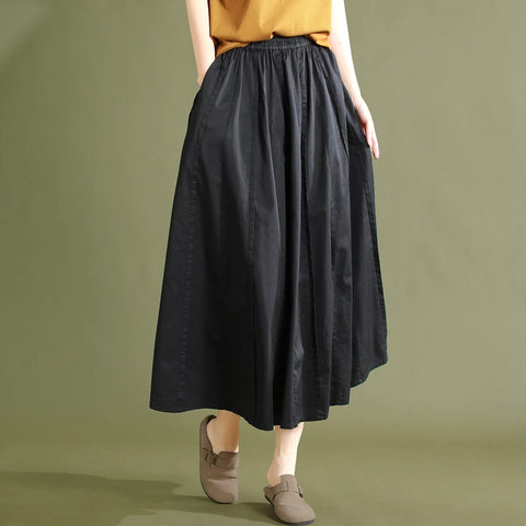 Summer Solid Casual Patchwork Cotton Skirt