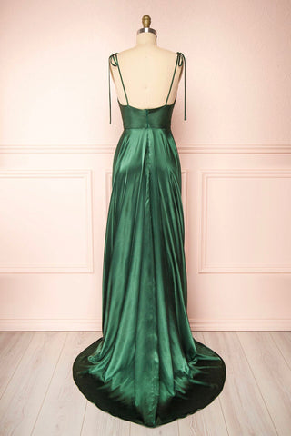 Schlichtes langes A-Linien-Ballkleid aus Satin mit Spaghettiträgern