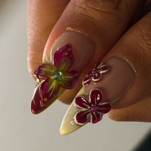 Hot SaleColorful INS Y2K French Women's Stiletto Almond NailsHandmade Artificial Gel Nail Press-On Nails