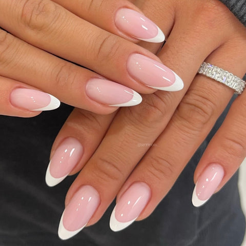 Almond Nail Pink Pure FrenchCarefully designed pure handmade press-on gel nails