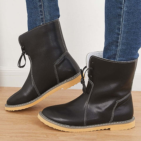 Warm Cotton Lined Snow Ankle Boots Wide Width Flat Booties
