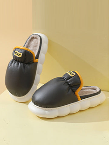 Indoor Unisex Casual Solid Plush Slippers