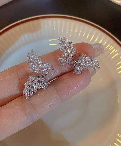 Vogue White Copper Alloy Butterfly Zircon Stud Earrings