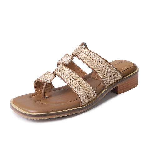 2024 Summer Women Slippers Mules Shoes for Women Open Toe Med Heel Shoes Slingback Modern Slippers Gladiator Shoes