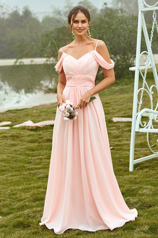 Schulterfreies, roséfarbenes Brautjungfernkleid