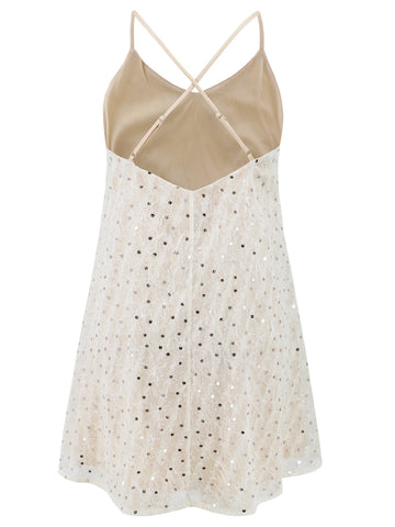 Cocktailkleid mit Pailletten und V-Ausschnitt und Mini-Camisole