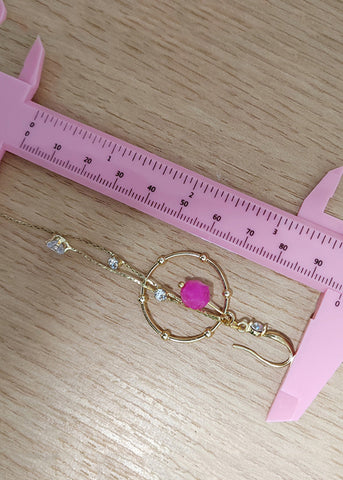 Boho Pink Zircon Tassels Long Drop Earrings