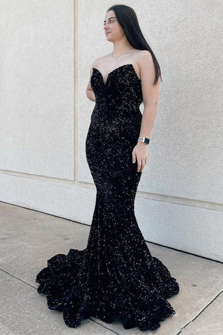 Mermaid Sweetheart Pink Sequins Long Prom Dress