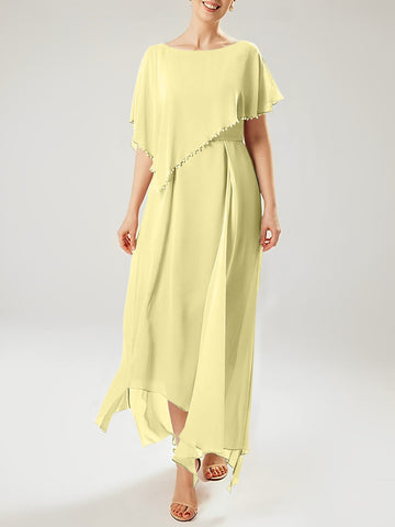 Sheath/Column Scoop Short Sleeves Mother of the Bride Dresses with Tassel