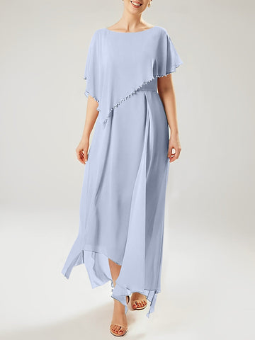 Sheath/Column Scoop Short Sleeves Mother of the Bride Dresses with Tassel