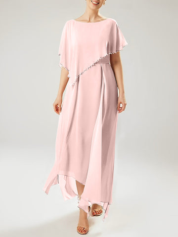 Sheath/Column Scoop Short Sleeves Mother of the Bride Dresses with Tassel