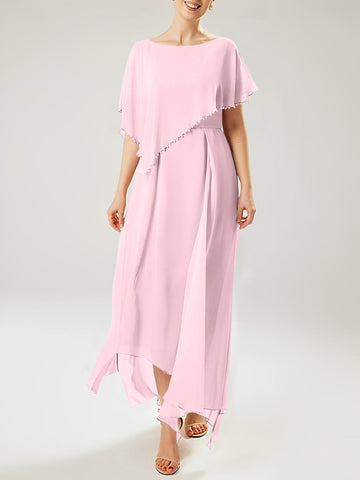 Sheath/Column Scoop Short Sleeves Mother of the Bride Dresses with Tassel