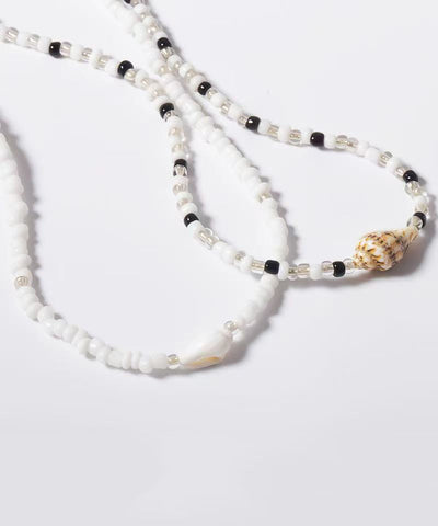 Holiday White Alloy Pearl Beading Pendant Necklace Two-Piece Set