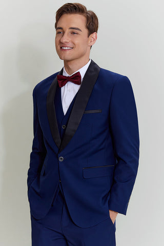 Men's Navy 3-piece One Button Slim Fit Party Suits
