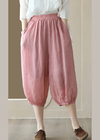 Pink Pockets Cozy Ramie Lantern Pants Summer