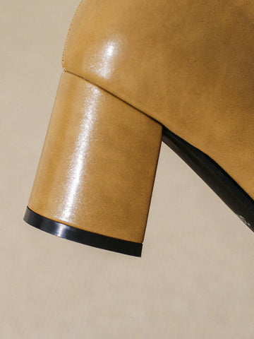 Round-Toe Split-Joint Zipper Pumps Boots