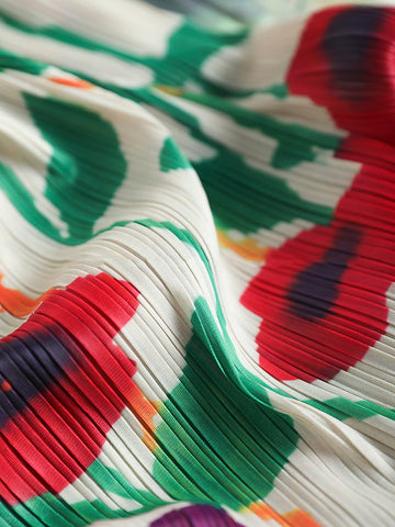 Women Artsy Flower Summer Split Hem Draped Skirt