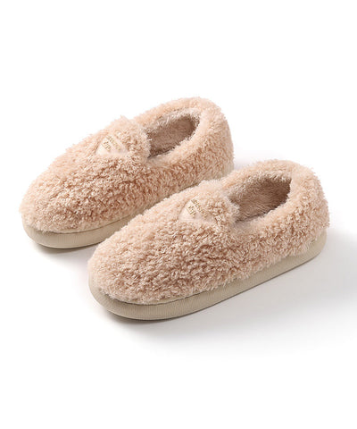 Bequeme, weiche, rosa flache Schuhe aus Kunstfell