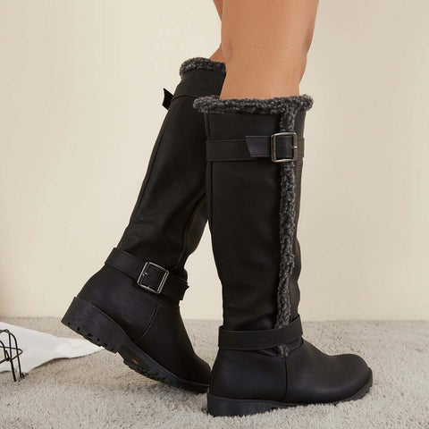 Warm Knee High Snow Boots Winter Fur Lined Riding Boots
