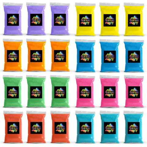 Holi Powder, Color Fun Run, Gender Reveal & Events-24lb Pack (3lbs of 8 Colors)
