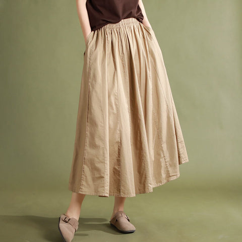 Summer Solid Casual Patchwork Cotton Skirt