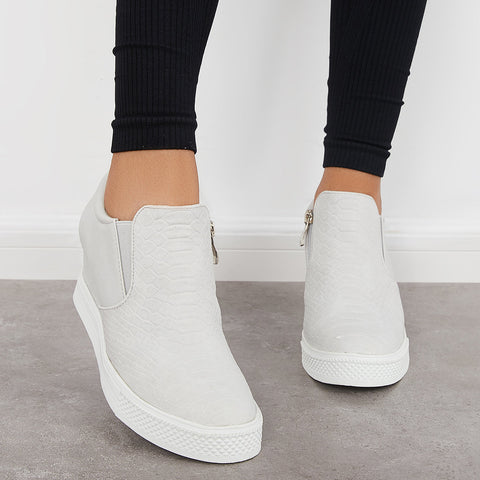 Casual Slip on Platform Wedge Sneakers Hidden Wedge Booties
