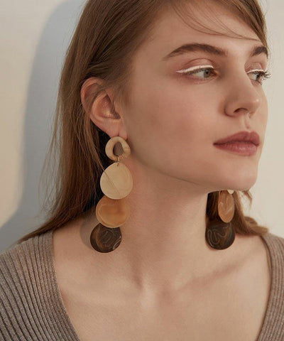 Stylish Gradient Disc Layered Acrylic Drop Earrings