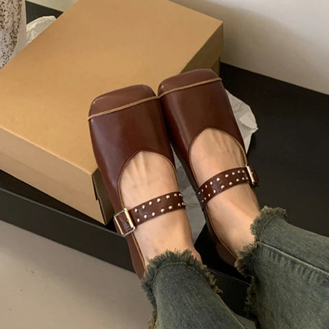 Ballett Tanz Wohnungen Frauen Loafer Schuhe Karree Kleid Flach Weiche Schuhe 2024 Mode Gemütliche Designer Frühling Casual Femme Schuhe