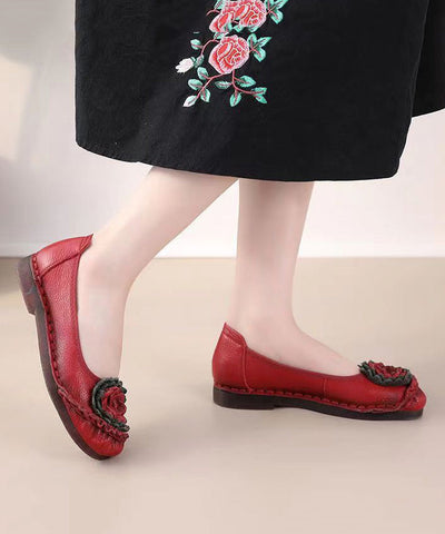 Rote flache Schuhe für Frauen, bequem, Spleißen, Blumenmuster
