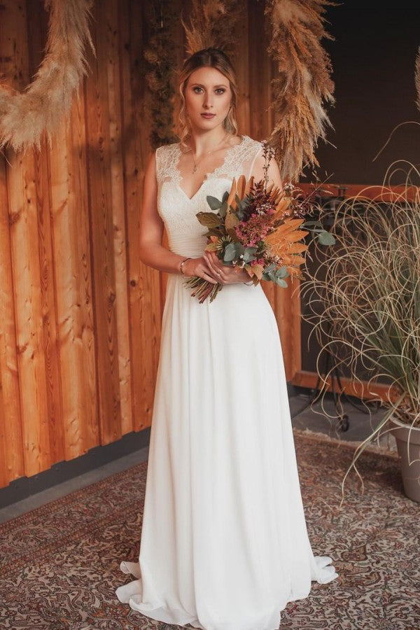 BMbridal Sleeveless Summer Beach Wedding Dress Long Chiffon