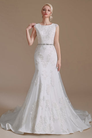 Cap Sleeves Mermaid Lace Wedding Dress Long Online