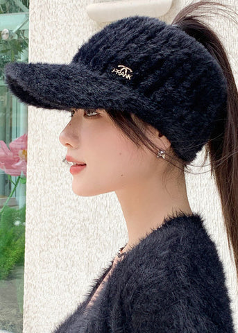 Handgemachte warme Fleece gestrickte Baumwolle rosa Baseball Cap Hut