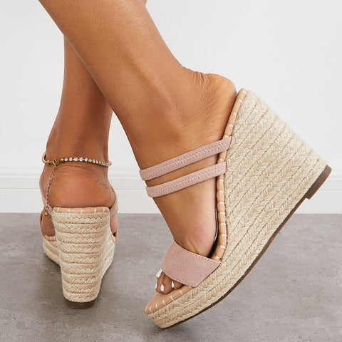 Espadrille Wedge Platform Sandals Open Toe Strappy Summer Slides