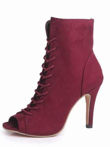 Peep Toe Lace-up Boots
