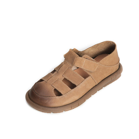 Women Summer Retro Leather Casual Sandals