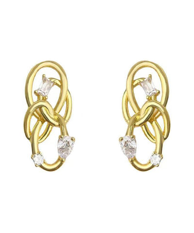 Original Design Gold Copper Overgild Zircon Entangle Hoop Earrings