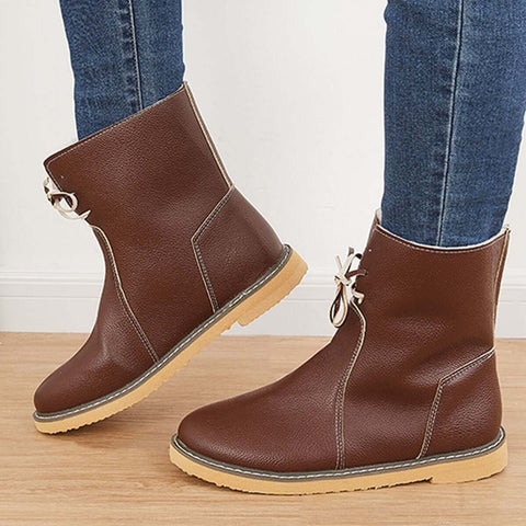 Warm Cotton Lined Snow Ankle Boots Wide Width Flat Booties