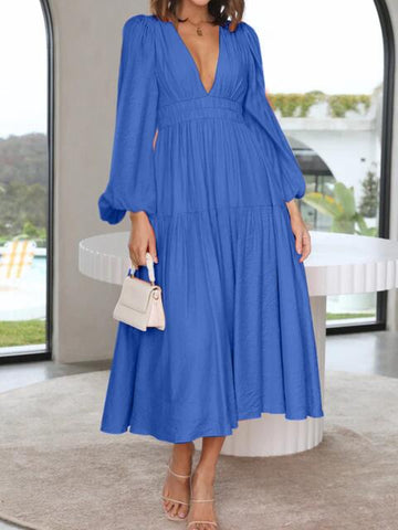 Boho Maxikleid mit Ballonärmeln für den Strandurlaub