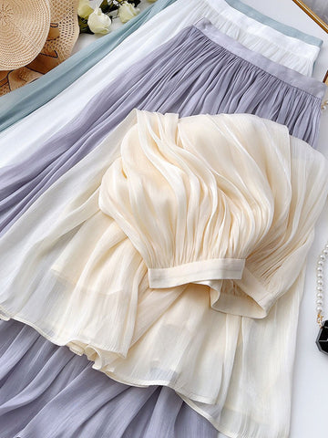 Clara French Style High Rise Vacation Full Skirt-Green