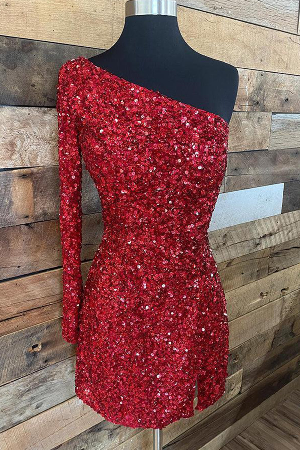 Fuchsia Sequins Homecoming Dress with Sleeves
