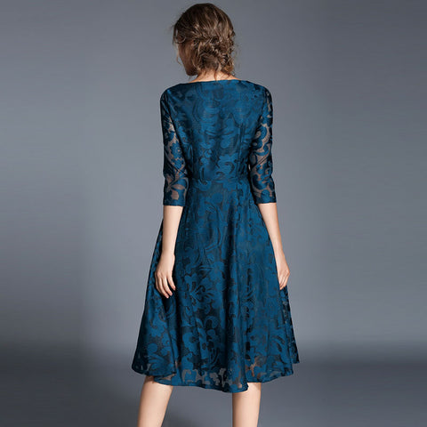 Spring Fashion England Style Luxury Elegant Slim Ladies Party Dress