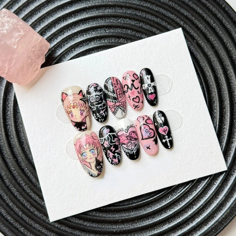 3D Beautiful GirlCarefully designed pure handmade press-on gel nails