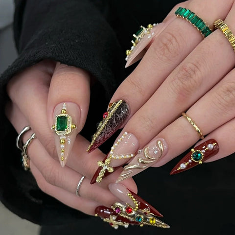 Hot SaleEmeraldHandmade Artificial Gel Nail Press-On Nails