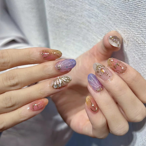 Hot SaleEnamel Butterfly NailsHandmade Artificial Gel Nail Press-On Nails