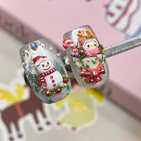 NewChristmas & SnowmanCarefully designed pure handmade press-on gel nails