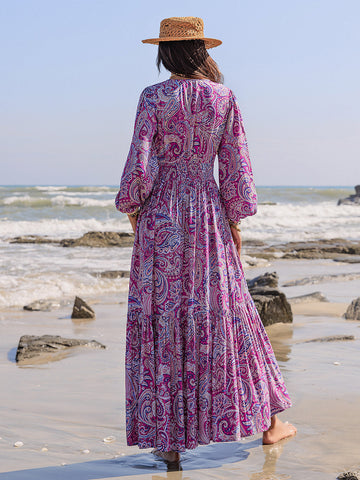 Strand-Maxikleid mit Ballonärmeln