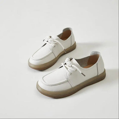 Echtes Leder Sneakers Frauen 2024 Neue Lace-up Frauen Loafers Casual Flache Kuh Sehne Sohle Krankenschwester Schuhe Frauen