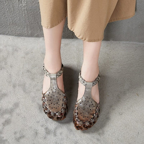 Summer Retro Handmade Plaited Leather Sandals